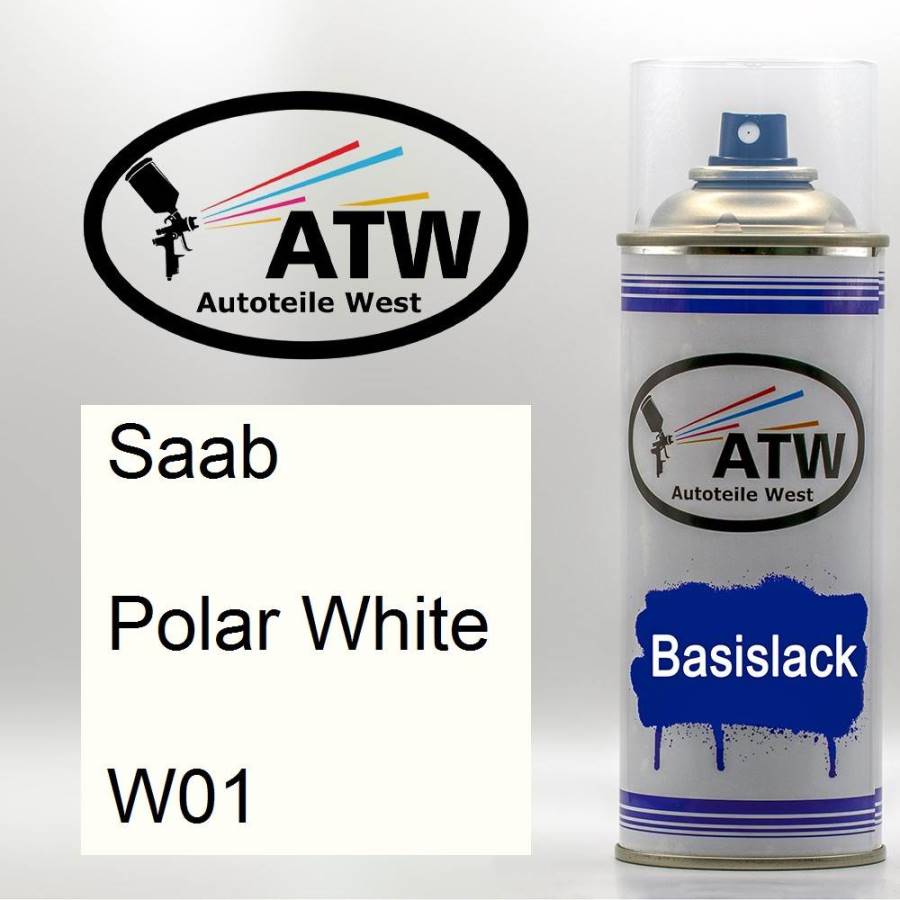 Saab, Polar White, W01: 400ml Sprühdose, von ATW Autoteile West.